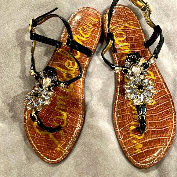 Sam Edelman Black Patent Sandal - Picture 1 of 8